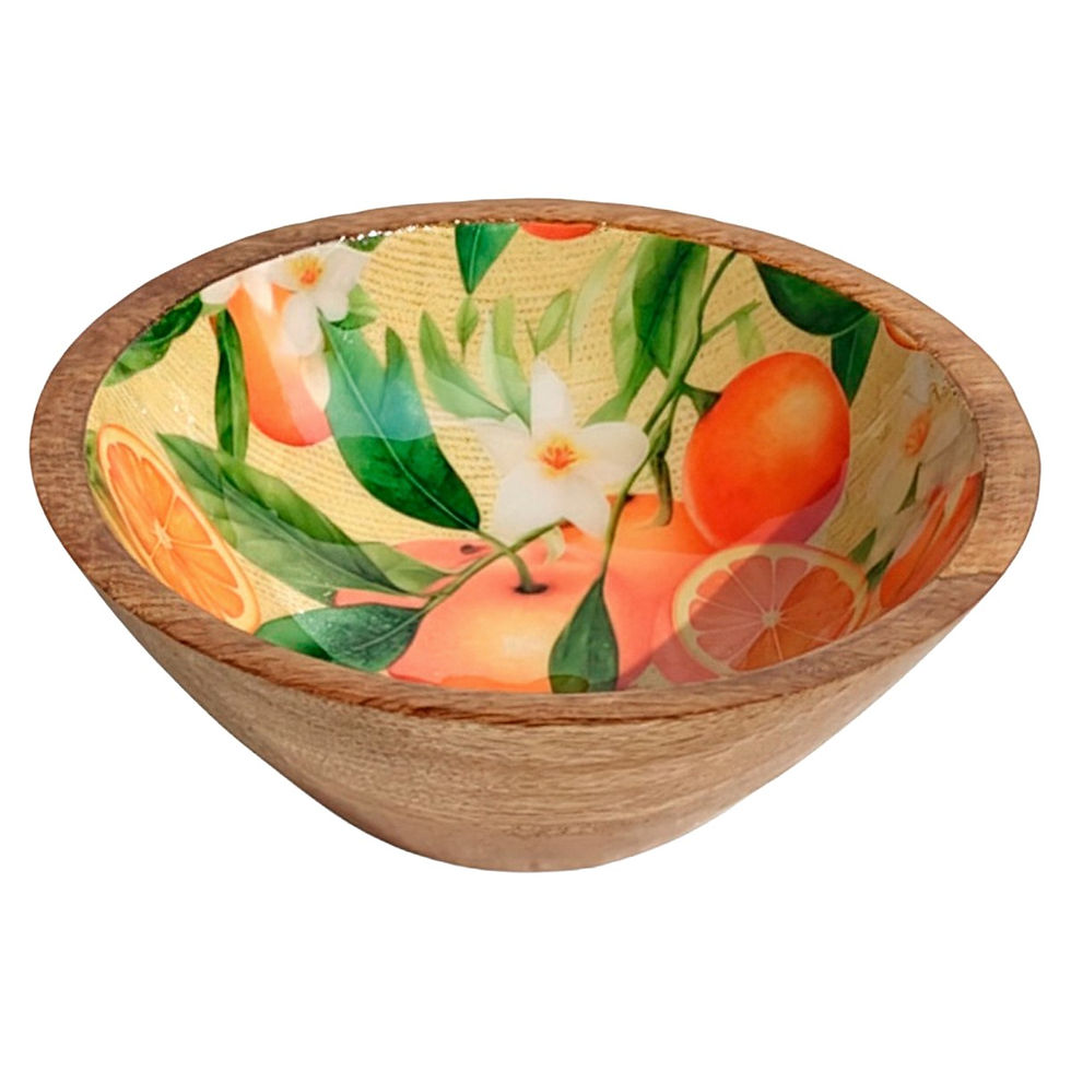 Miniature : Signes Grimalt - Collection Art de la Table décor Oranges effet vieilli - Bol en bois 15cm décor intérieur