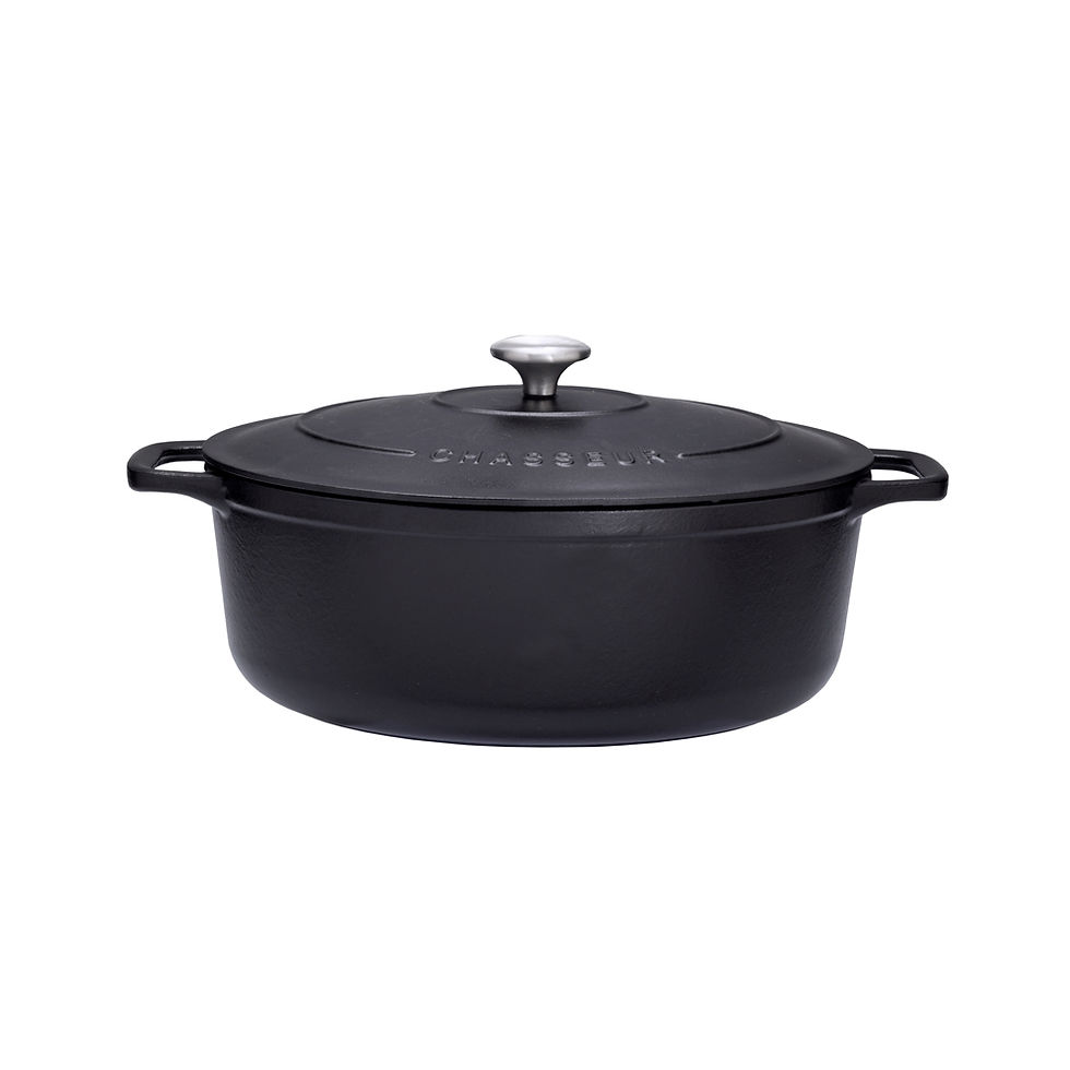 CHASSEUR - Cocotte ovale noire 27cm et 31cm en fonte émaillée - Fabrication française