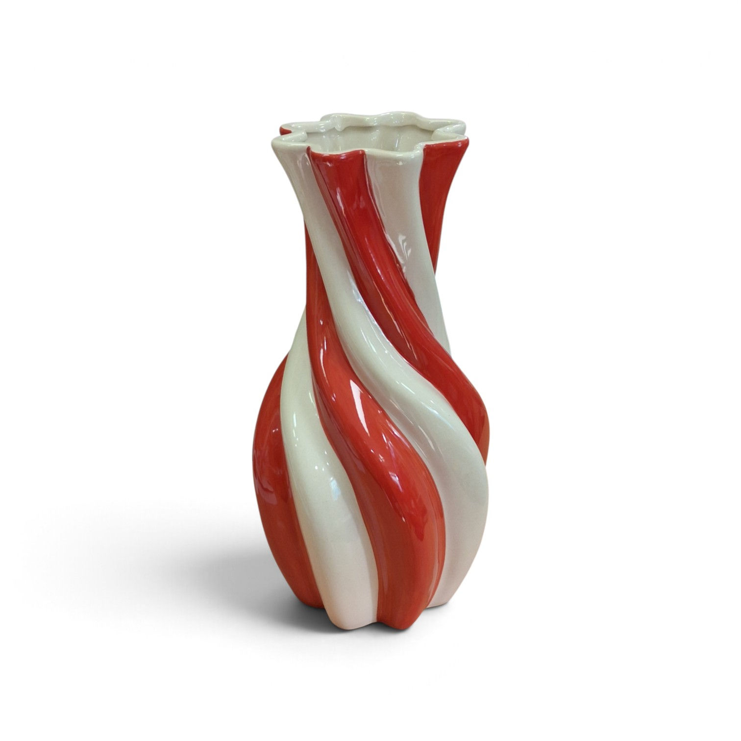 GILDE - Vase Candy rayé rouge et blanc