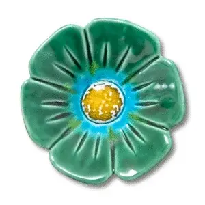 Miniature : Fleur Petrosia vert foncé en céramique - fabriquées au Portugal