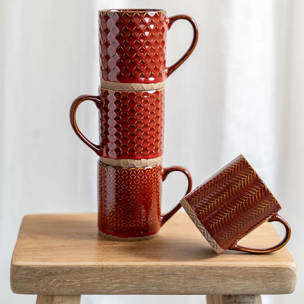 Miniature : TABLE PASSION, Coffret de 4 mugs 35cl collection Jaspe rouge