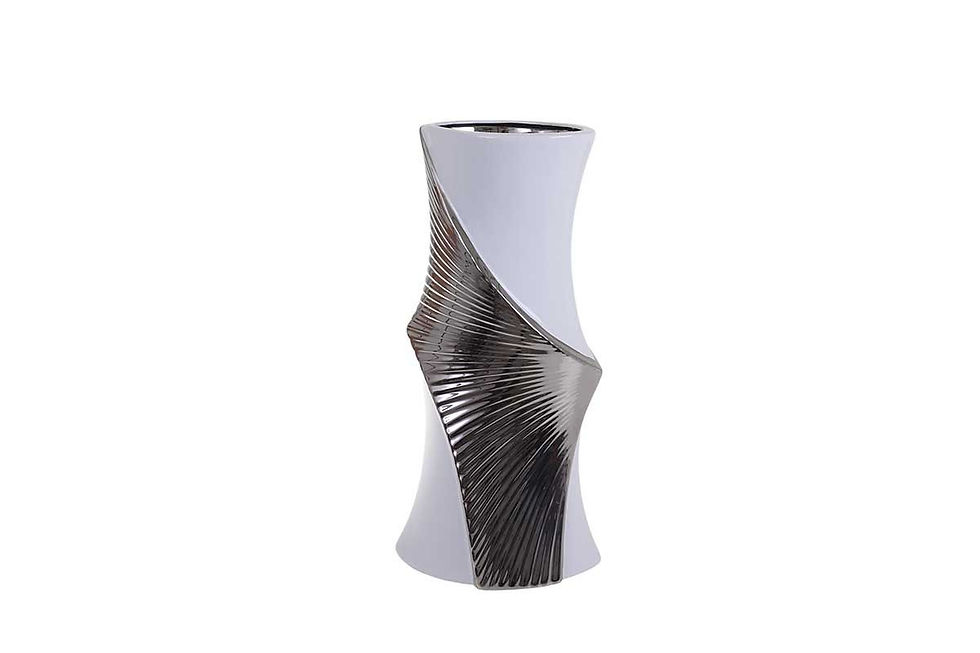 Gilde, Vase blanc argent dualité 40cm