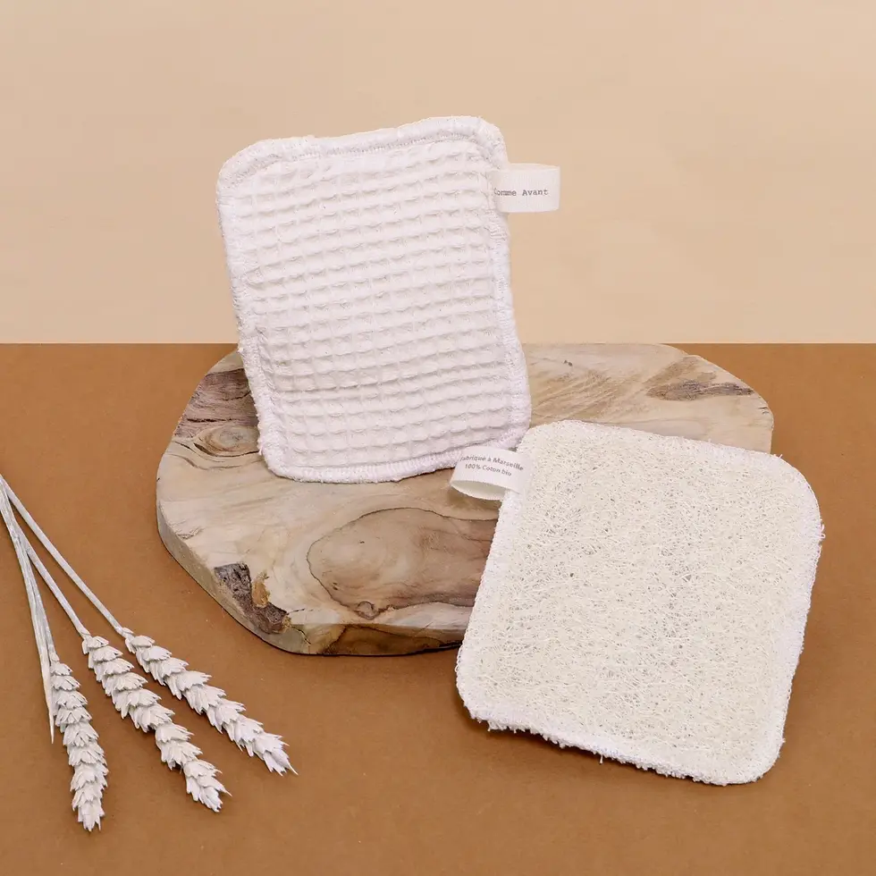Miniature : Éponge lavable en loofah et coton
