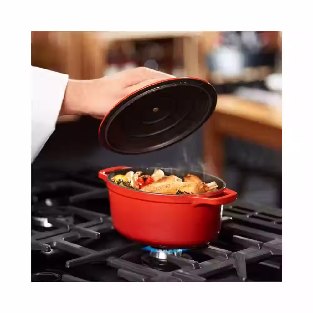 CHASSEUR - Cocotte ovale rouge rubis 29cm et 31cm en fonte émaillée - Fabrication française
