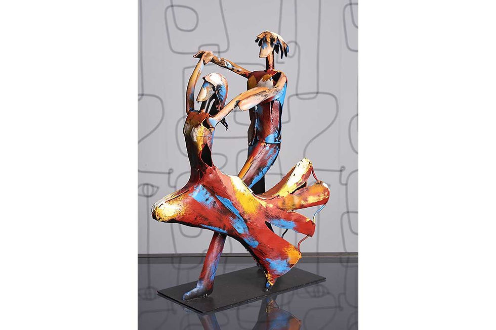 Socadis, sculpture métal couple danseurs Tango, collection Pigment