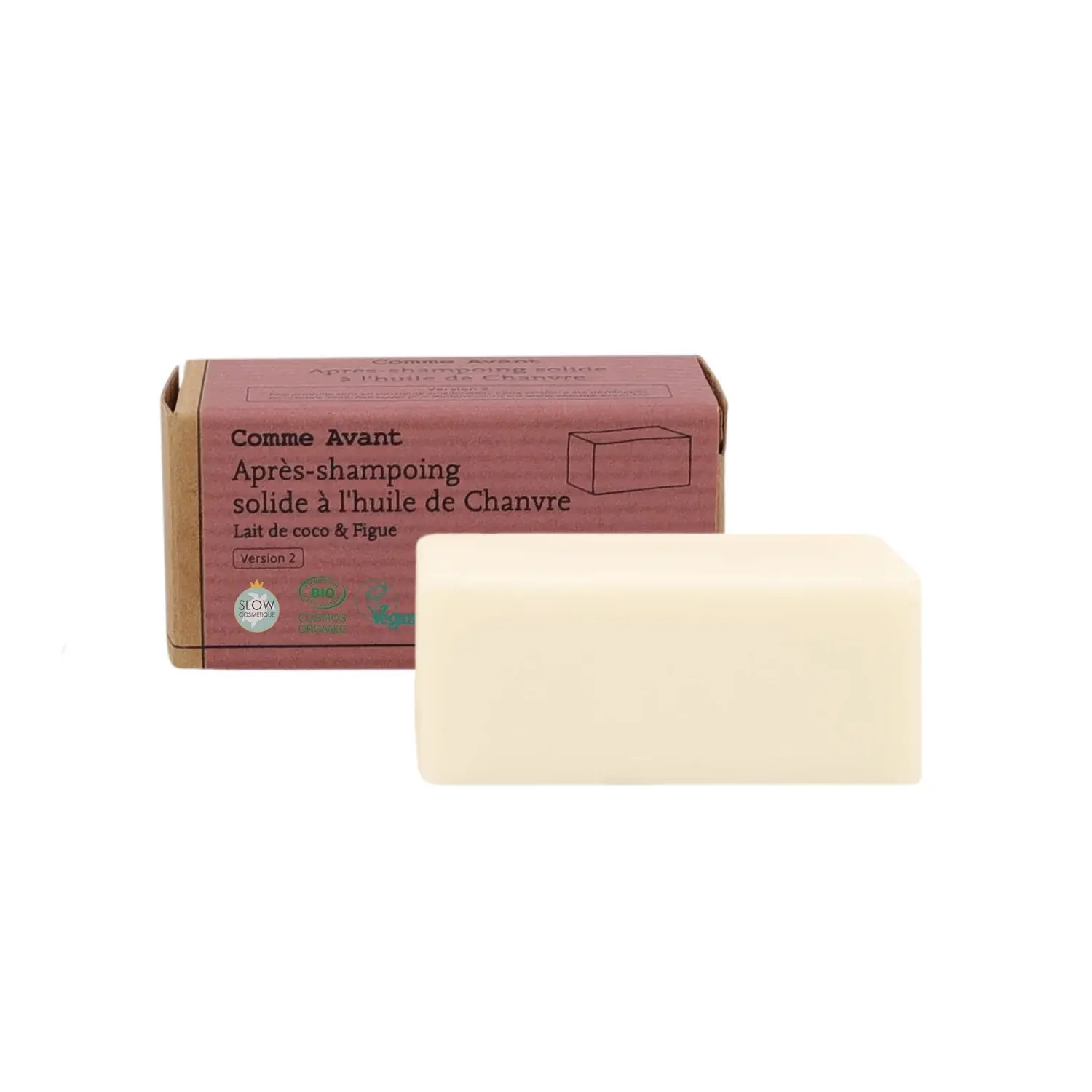 Après-shampoing solide à l'huile de chanvre parfum lait de coco & figue 45g