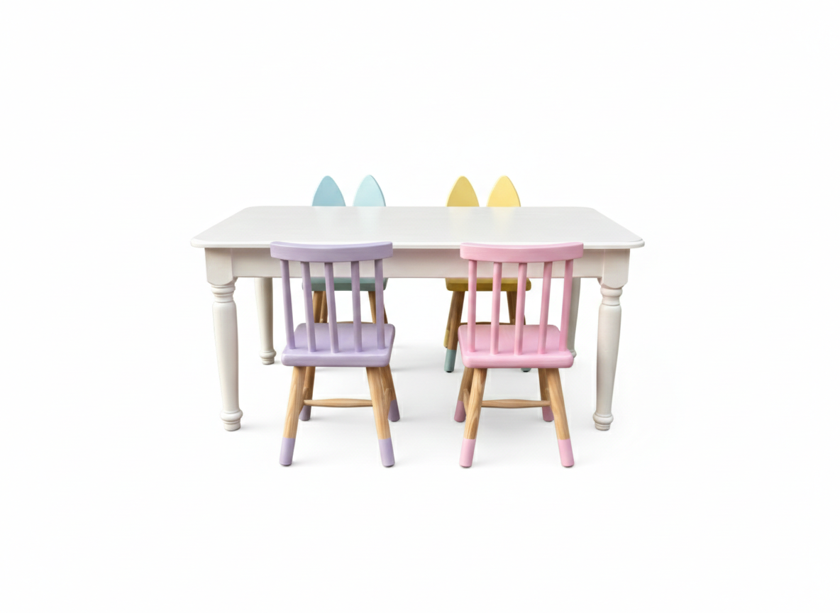 kiddies Farmstyle Table with 4 Chairs Painted