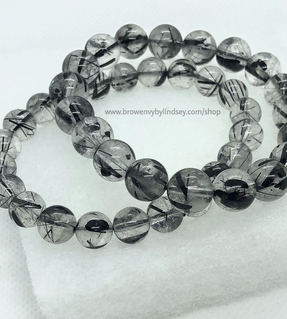Thumbnail: Black Rutilated Natural Stone Bracelet | High Quality Grade 7A (Most Clear) | 8-