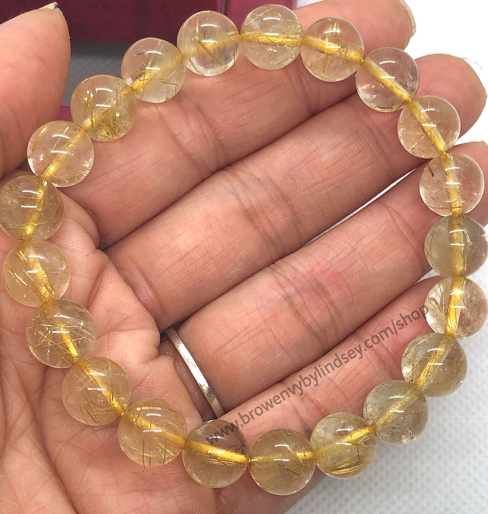 Thumbnail: Yellow Rutilated Natural Real Stone Bracelet | High Quality 7A High Grade Feng S