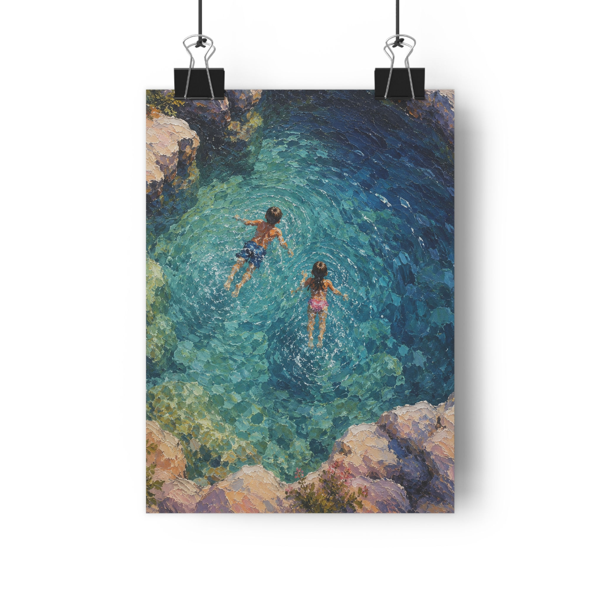 Giclée Art Print — Turquoise Cove Swimming Scene (Fine Art Print)