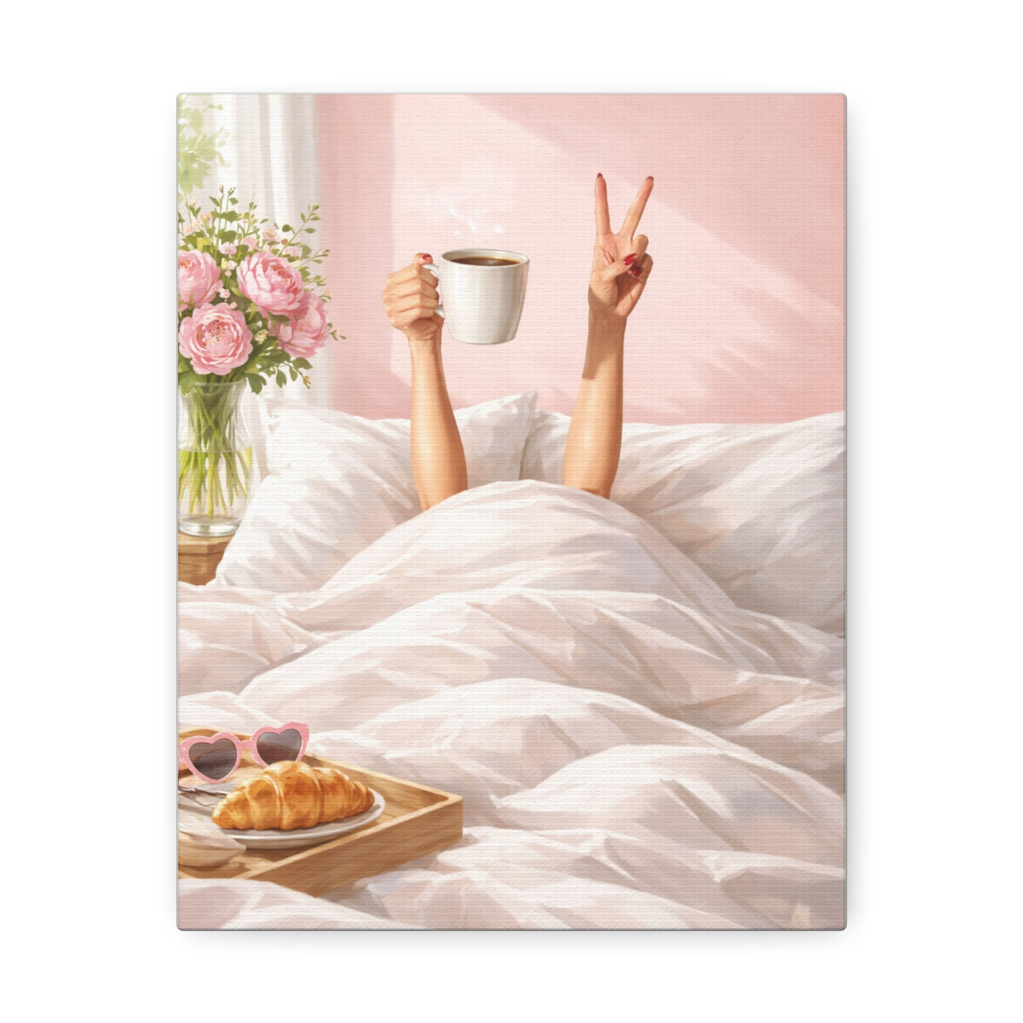 Cozy Morning Peace Canvas — Breakfast in Bed Wall Art