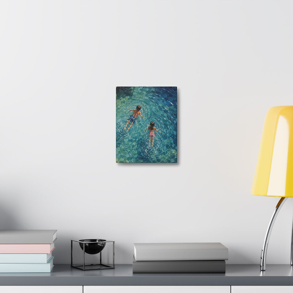 Thumbnail: Stretched Canvas - Summer Swim  (Two Children Floating, Beach House Decor)