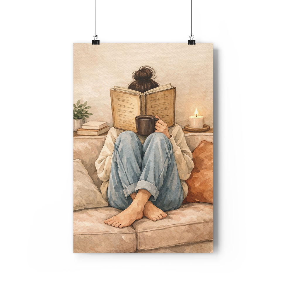 Thumbnail: Girl Drinking Coffee Face hidden Giclée Art Print 