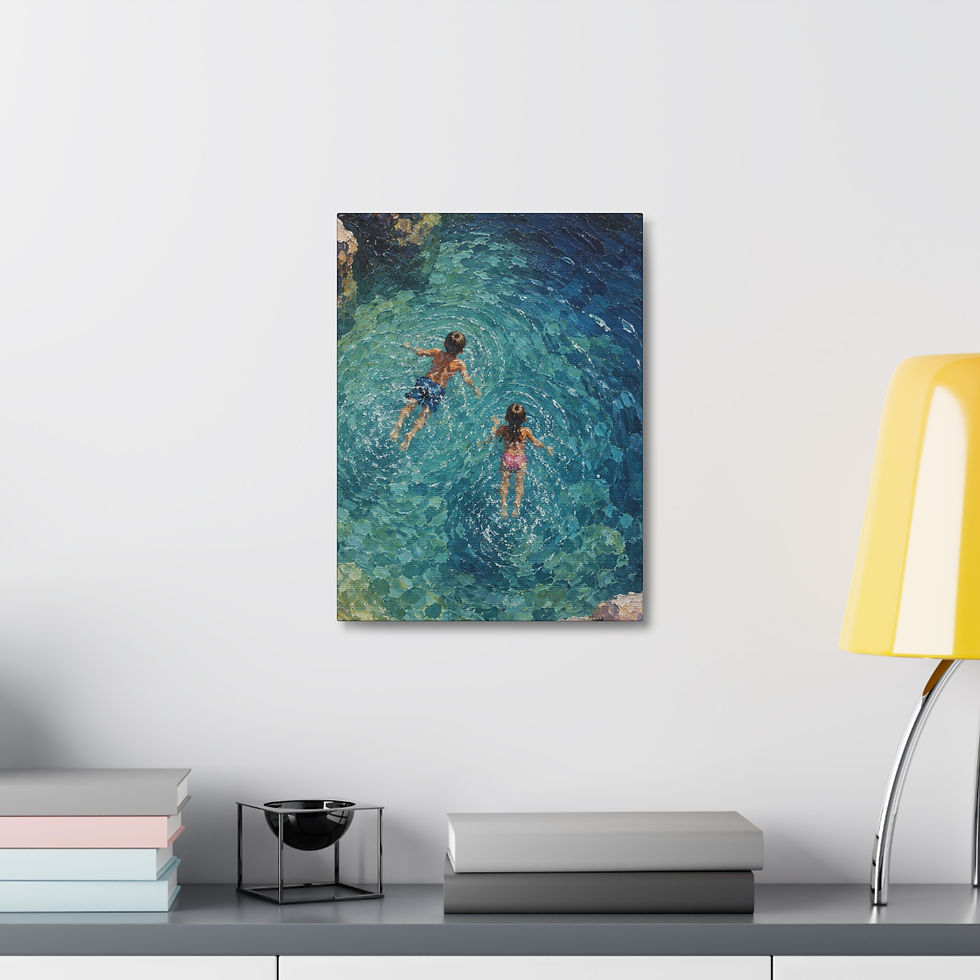 Thumbnail: Stretched Canvas - Summer Swim  (Two Children Floating, Beach House Decor)
