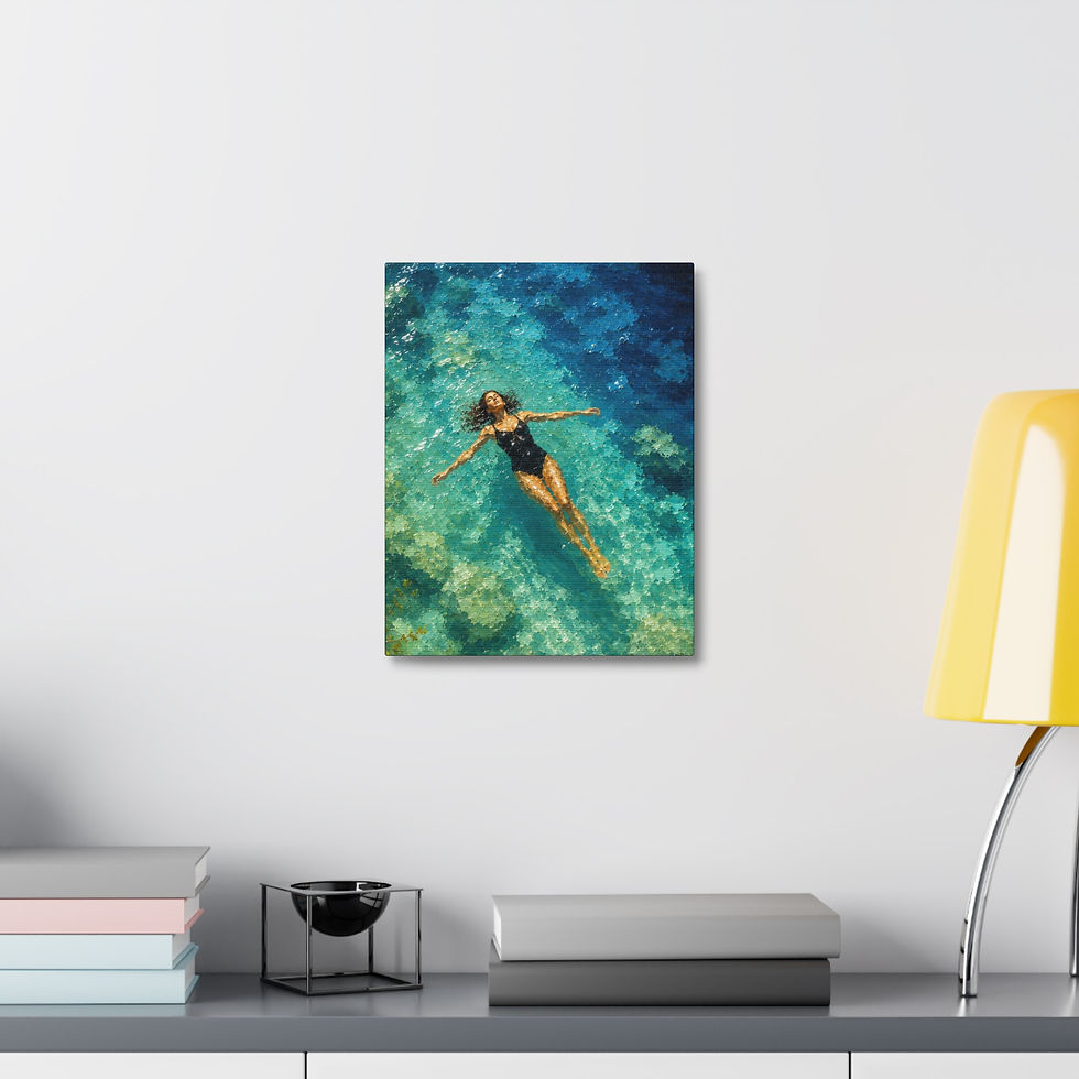 Thumbnail: Floating Woman Canvas Print — Serene Ocean Wall Art for Beach Lovers