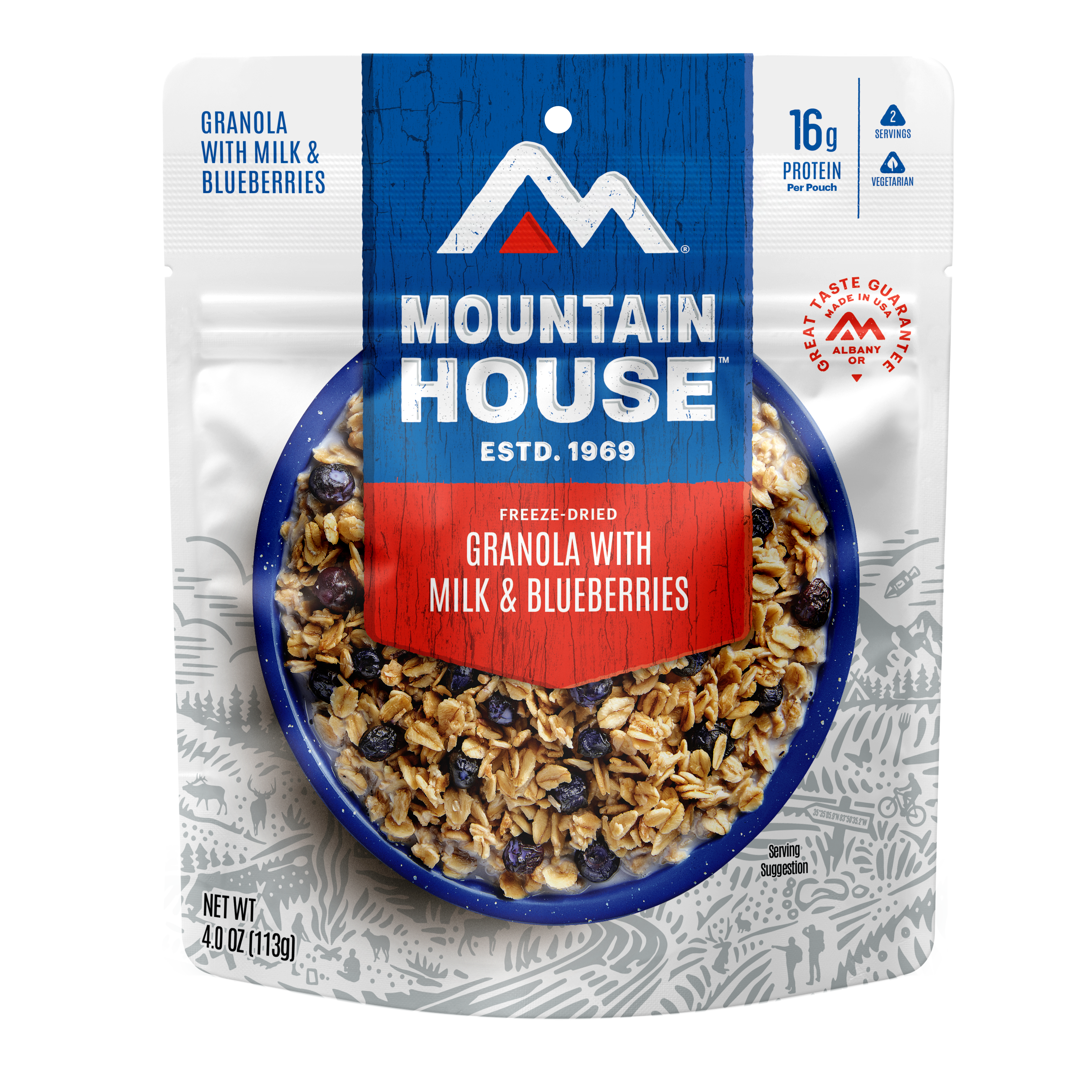Granola with Milk and Blueberries freeze dried meal