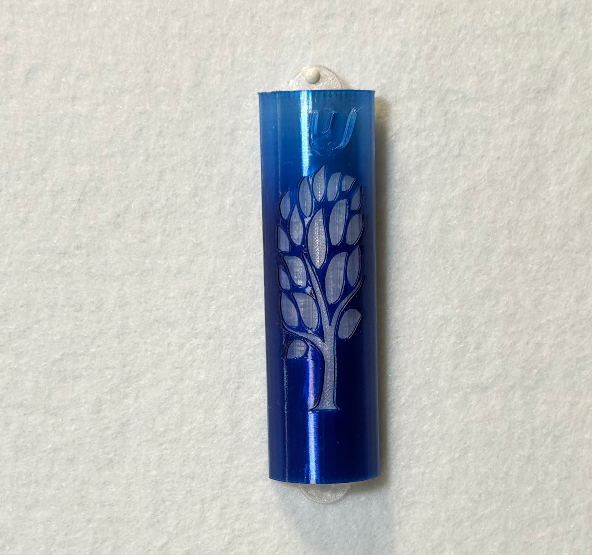 Mezuzah-Multi-Color Transluscent Blue-Clear