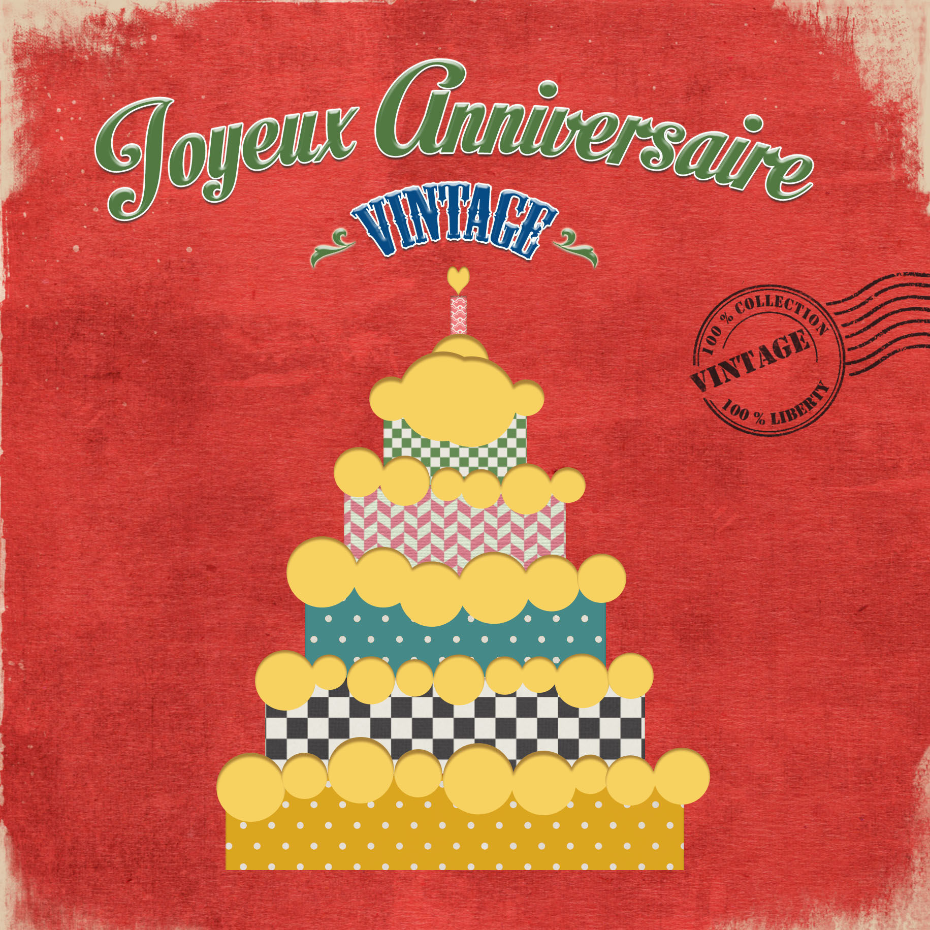 Carte de voeux - Anniversaire Vintage -