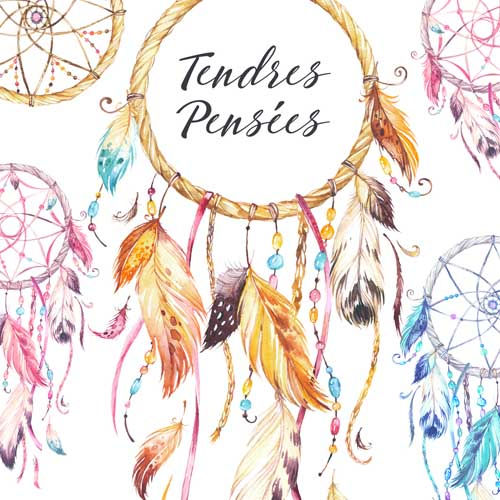 Carte de voeux x 15 -Tendres pensées attrape rêves- Réf DA025