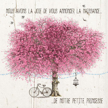 Carte de voeux - Naissance Arbre en fleur-