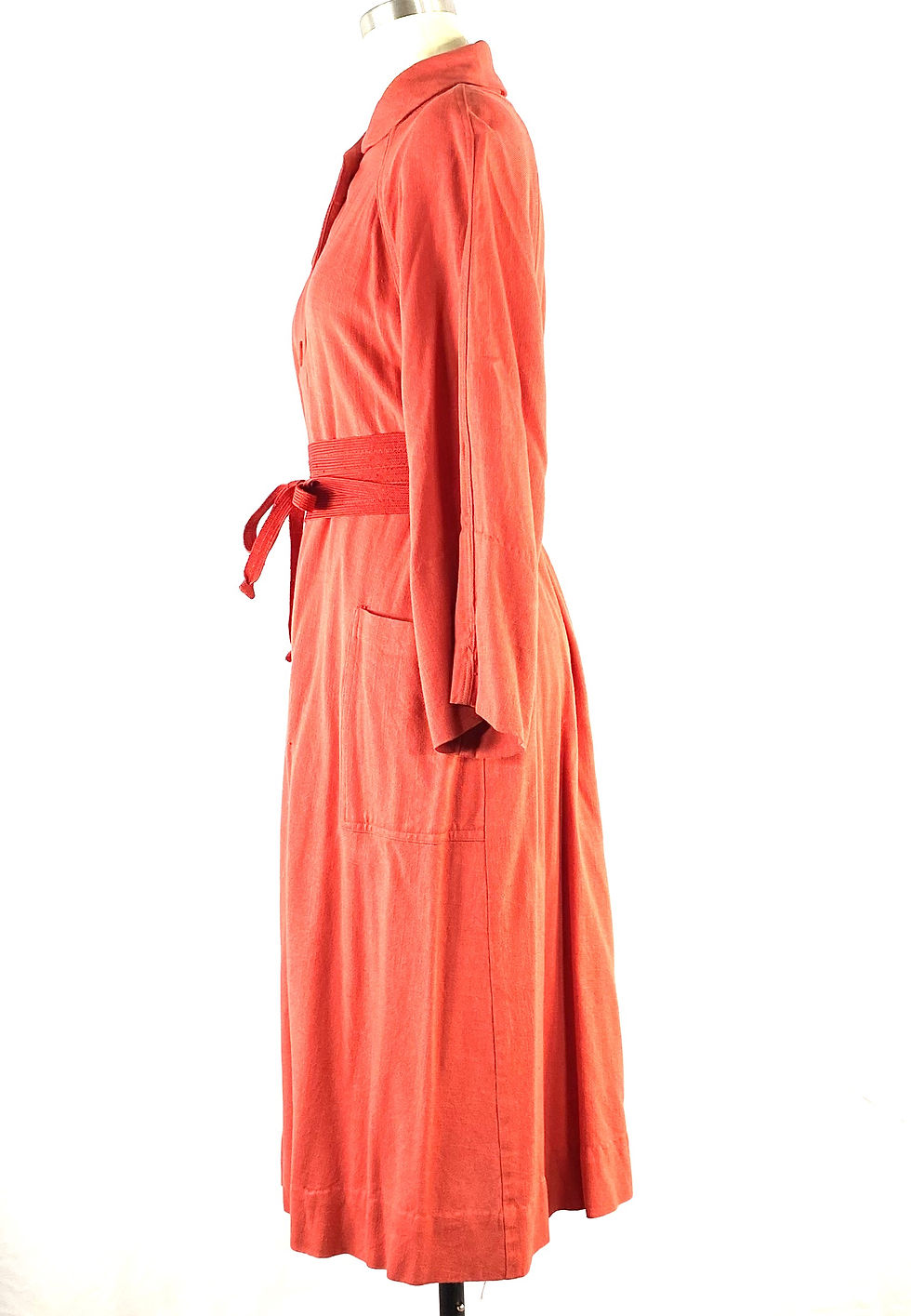 Thumbnail: 1930s Coral Cotton Coat: Vintage Art Deco Lightweight Overcoat