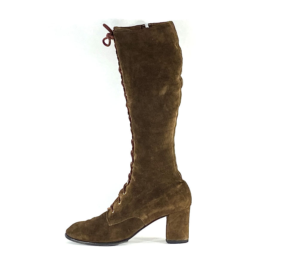 Thumbnail: 1970s Vintage Suede Lace Up Boots - Dark Brown Hippie - Size 7.5