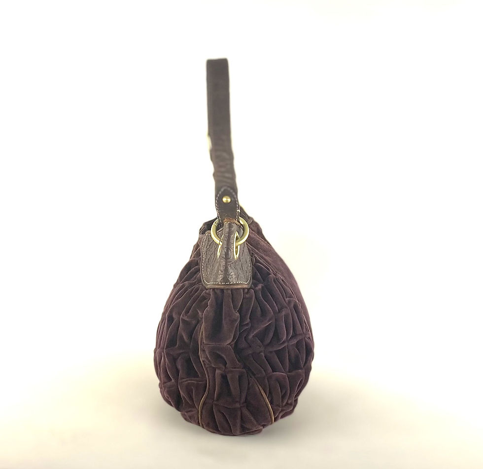 Thumbnail: Vintage Juicy Couture Y2K Purple Velour and Leather Quilted Hobo Bag