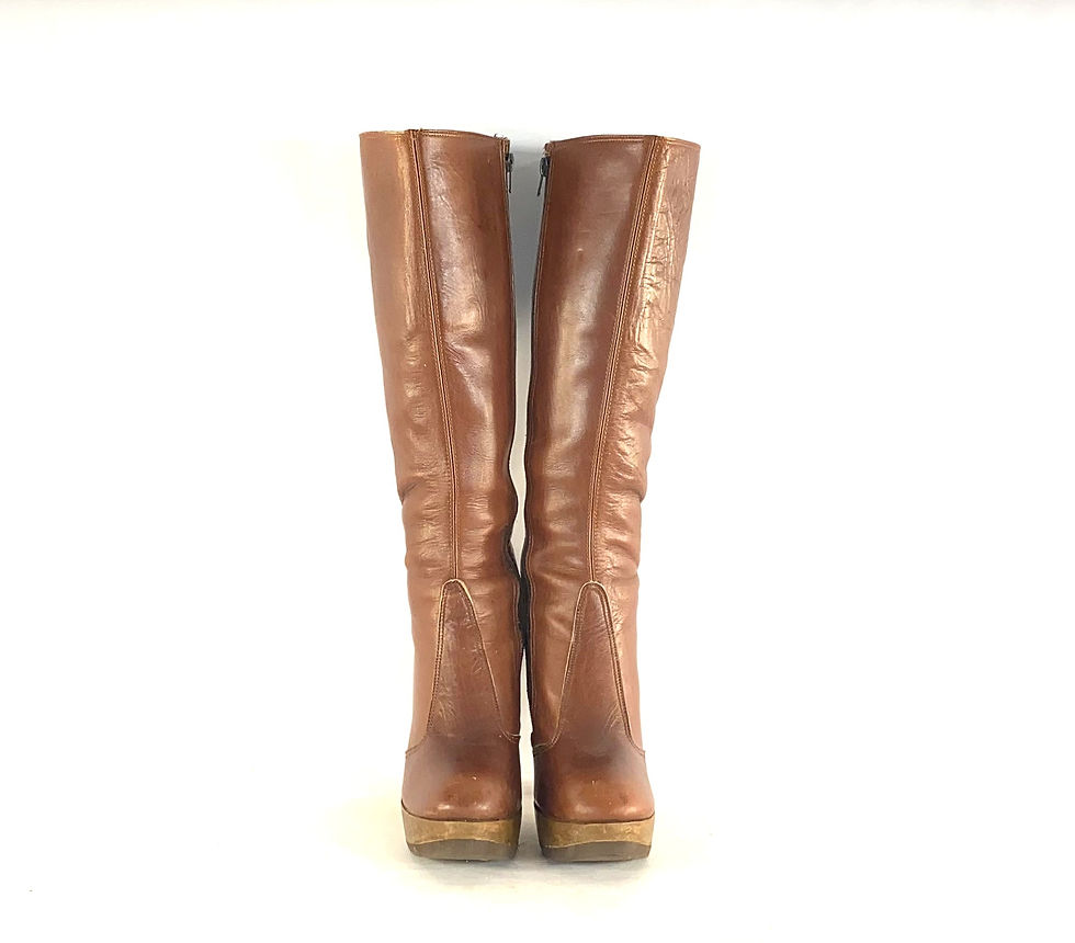 Thumbnail: 1970s Sbicca Brown Leather Platform Boots - Size 8