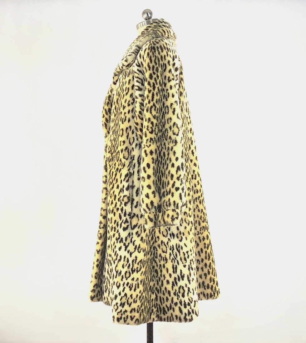 Thumbnail: 1960s Vintage Faux Fur Leopard Print Swing Coat - medium