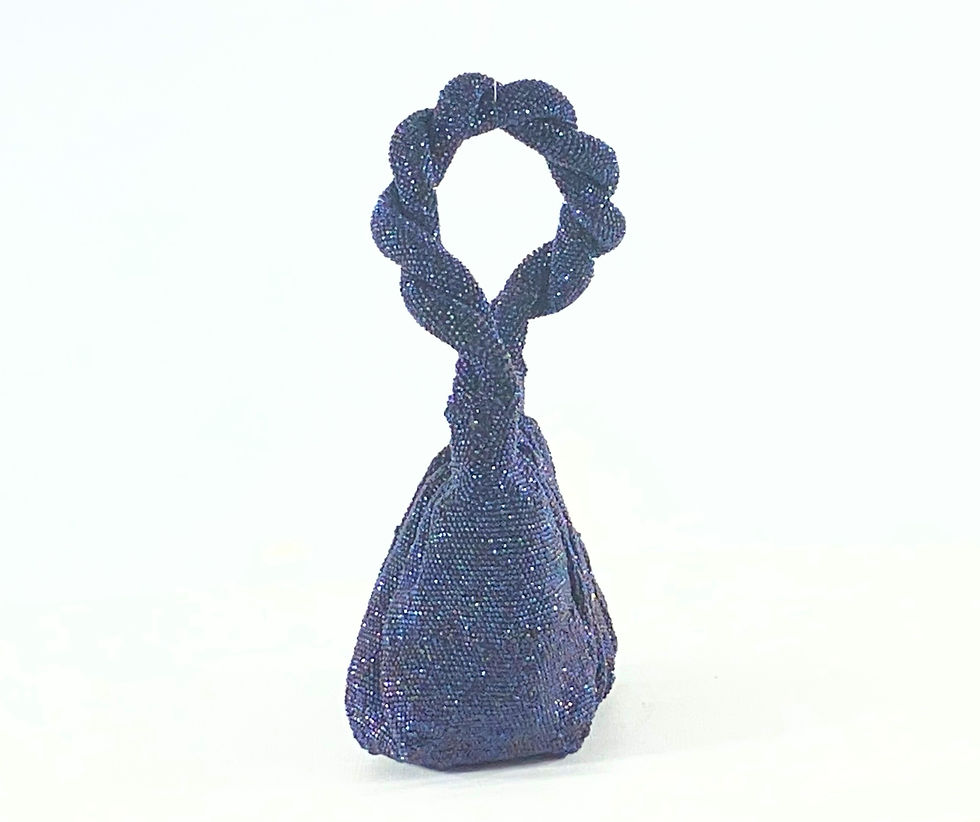 Thumbnail: 1940s Beaded Evening Purse: Blue Carnival Iridescent Handbag