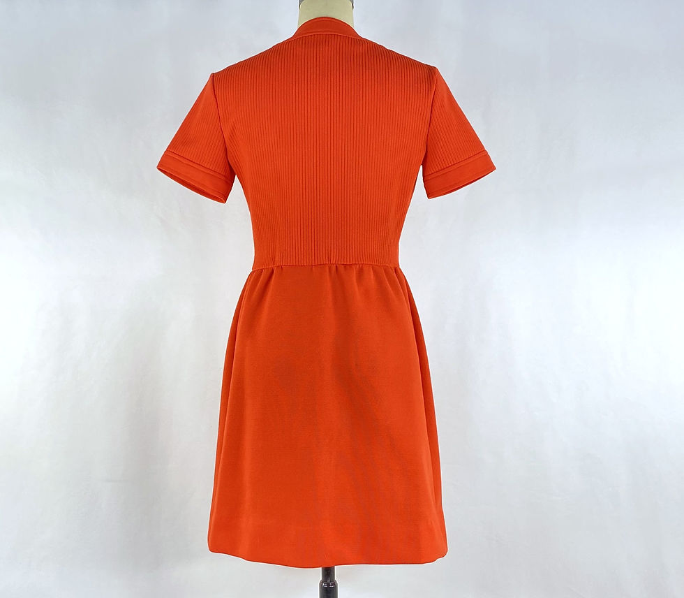 Thumbnail: 1960s Mod Mini Dress: red-orange dress with red and white accent buttons - small