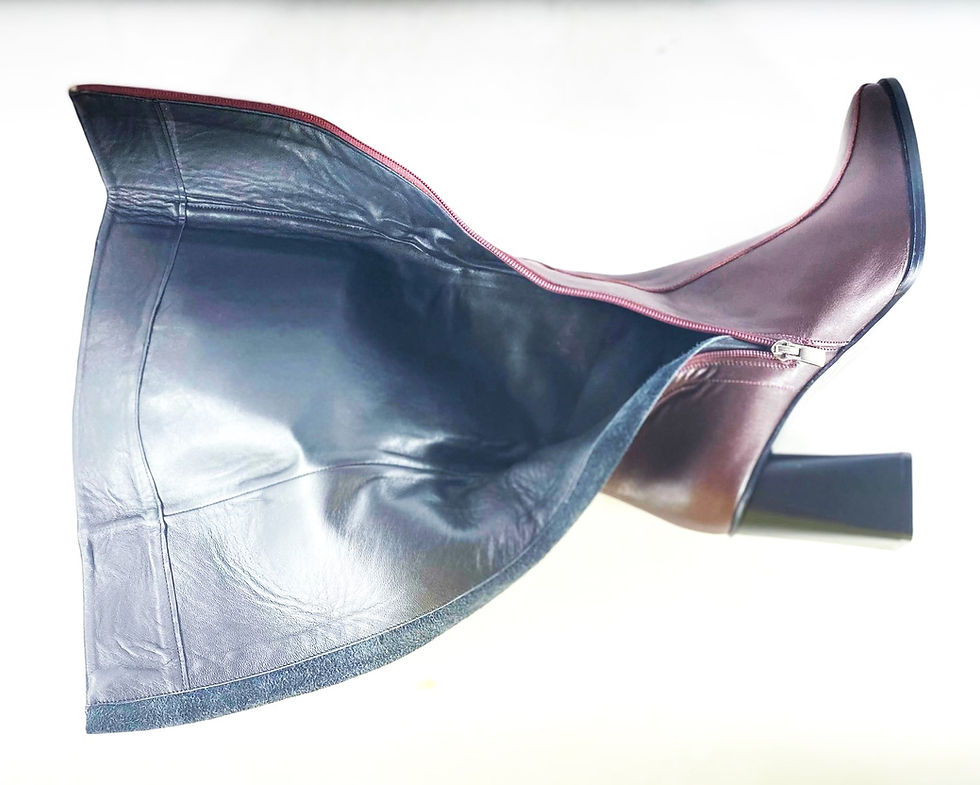 Thumbnail: 1960s Handmade Leather Go Go Boots - Dark Burgundy - Square Toe & Cuban Heel