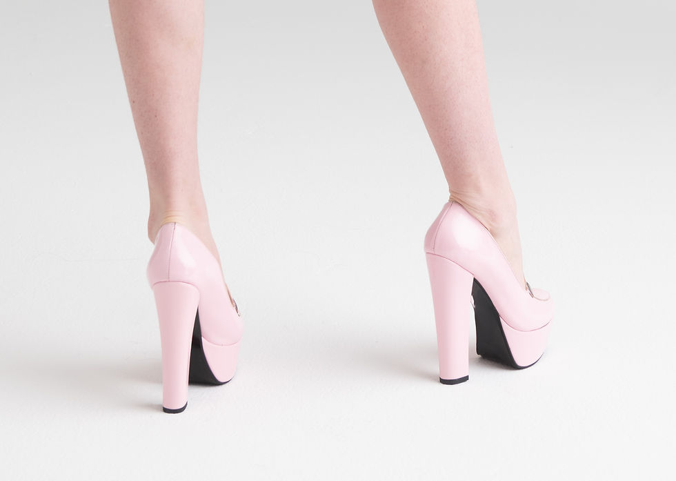 Thumbnail: 1970s Style Leather Platform Moccasins - Pink - All Sizes - Handmade Shoes