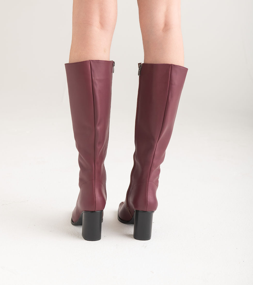 Thumbnail: 1960s Handmade Leather Go Go Boots - Berry Burgundy - Square Toe & Cuban Heel