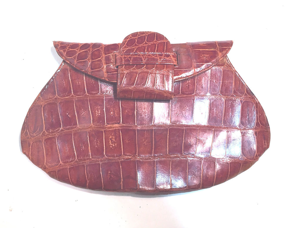Thumbnail: 1940s LARGE genuine alligator Argentinian art deco clutch