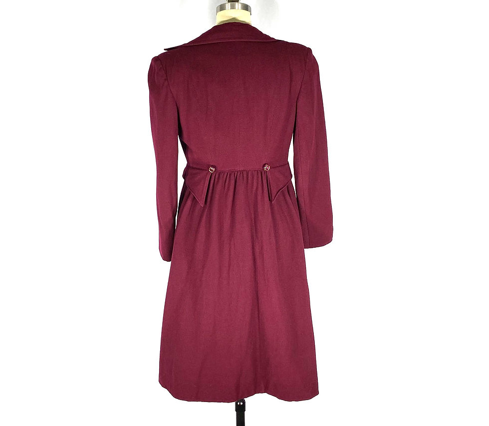 Thumbnail: 1970s Wine Wool Overcoat - Petite Princess Winter Coat