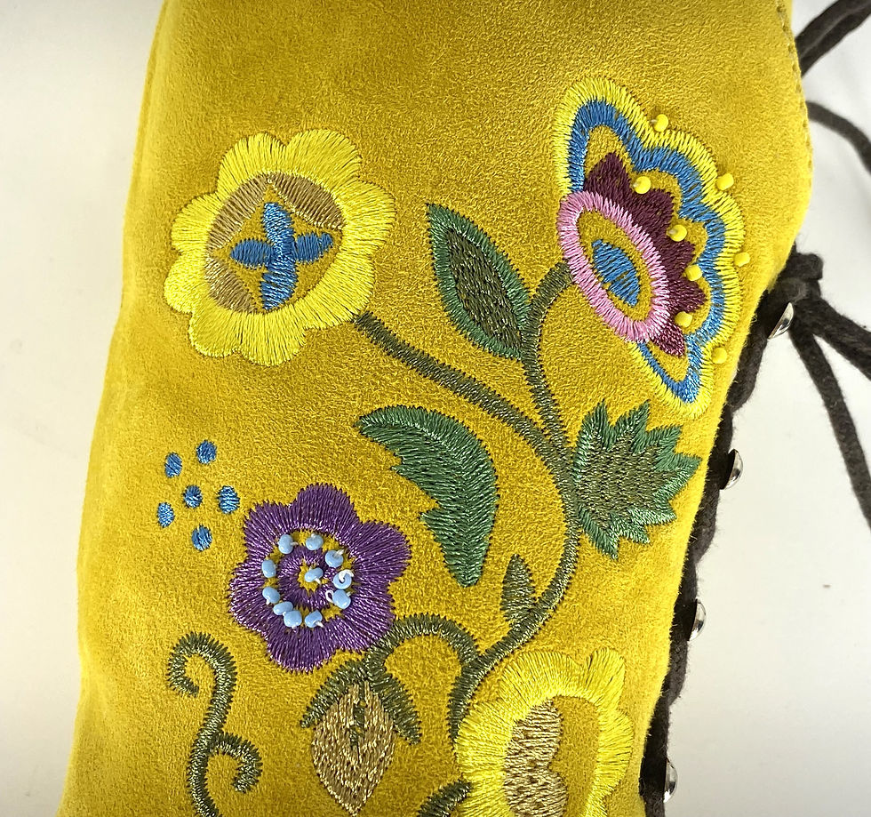 Thumbnail: 1960s Embroidered Suede Lace-Up Boots - Mustard- All Sizes - Jerry Edouard Style