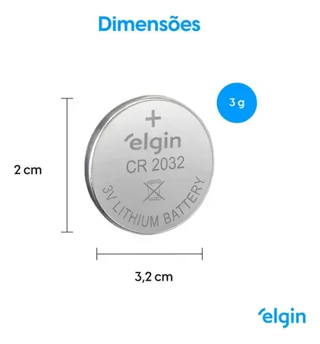 Miniatura: PILHA/BATERIA TIPO MOEDA CR2032 3V ELGIN