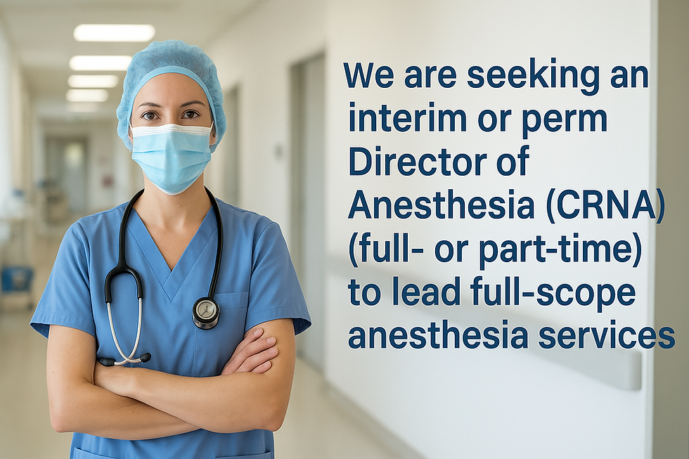 Seeking an Interim or Perm Director of Anesthesia (CRNA) (full- or part-time) in Stowe, VT!
