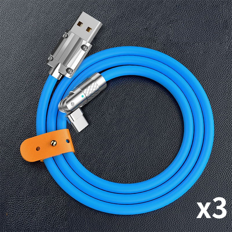 Thumbnail: 120W 6A Charging Cable Elbow USB Type C Rotate Cable Super Fast Charging Cable