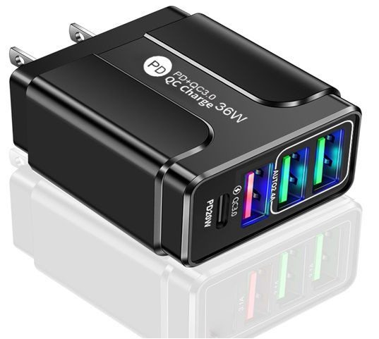 Thumbnail: Type C PD QC 3.0 36W USB C Charger Plug Fast Wall Mains Travel Adapter