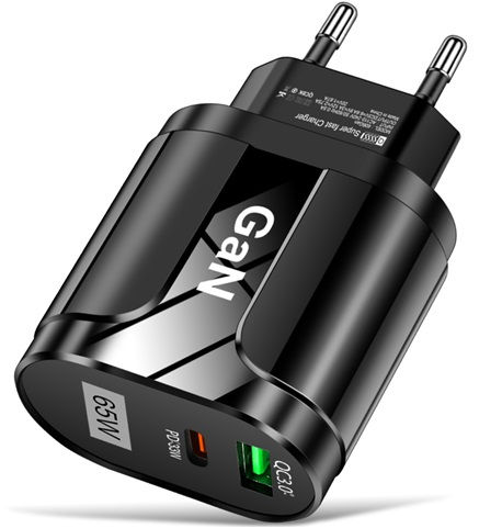 Thumbnail: USB C GaN Charger PD 65W QC 3.0 USD Super Fast Charger Fast Wall Power Adapter