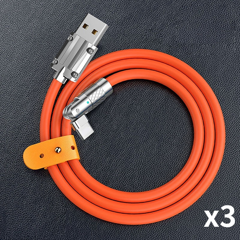 Thumbnail: 120W 6A Charging Cable Elbow USB Type C Rotate Cable Super Fast Charging Cable