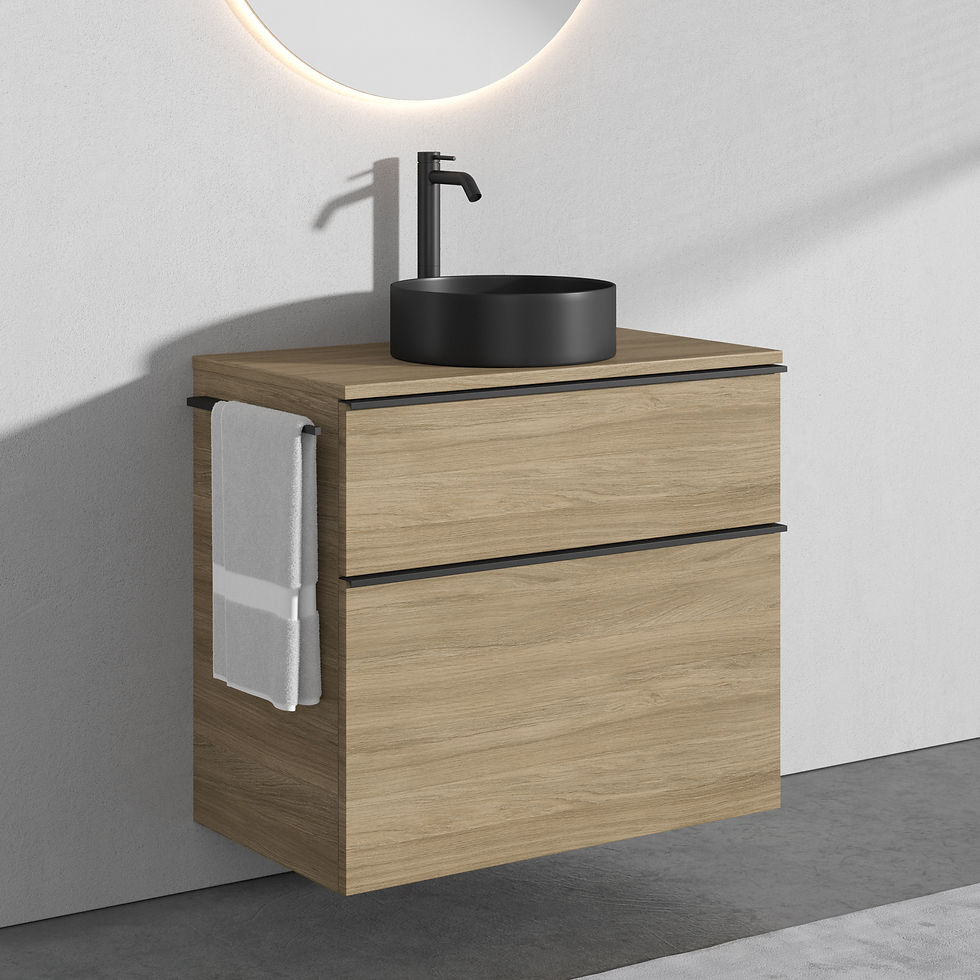 Miniaturbild: Aufsatz-Waschbecken A3 mit Unterschrank Griff Premium 80 cm mit zwei Schubladen
