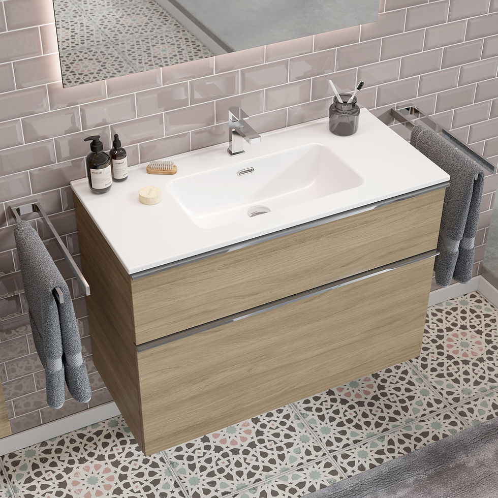 Miniaturbild: Badmöbelset Griff Premium 100 cm mit Spiegelschrank und Hochschrank