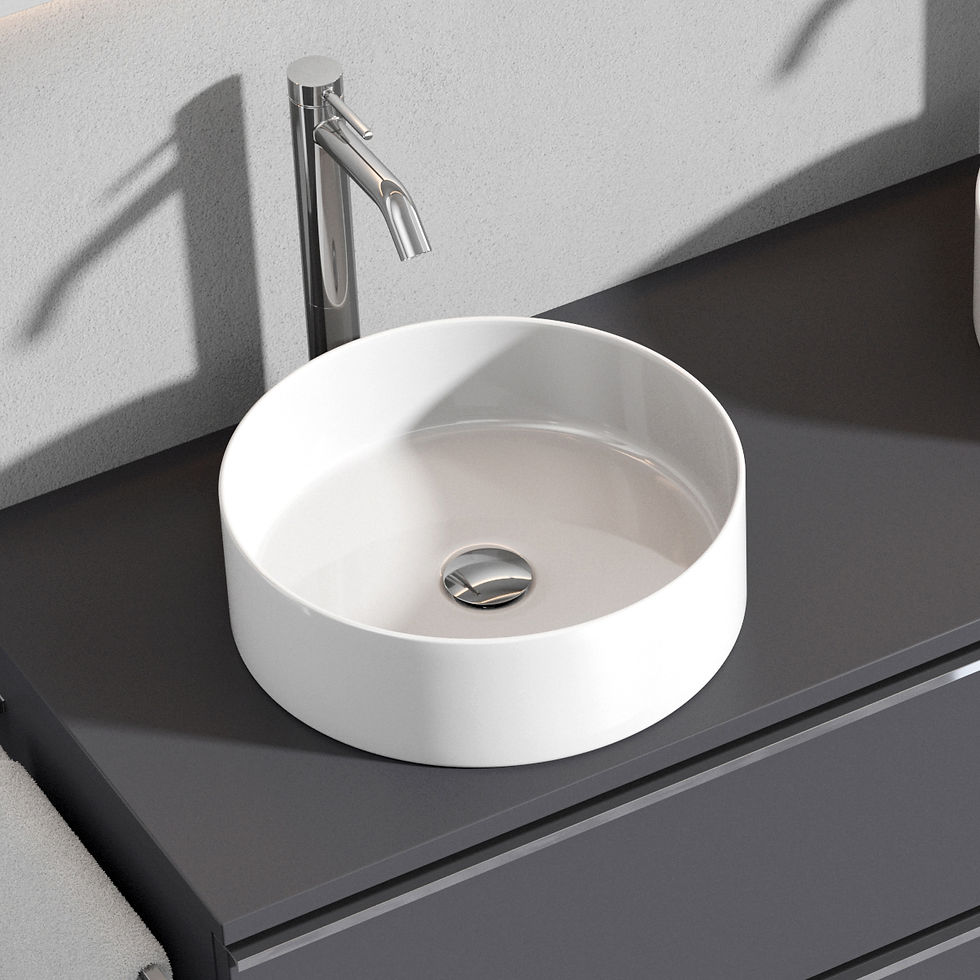 Miniaturbild: 2 Aufsatz-Waschbecken A4 mit Unterschrank Griff Premium 120 cm mit 4 Schubladen