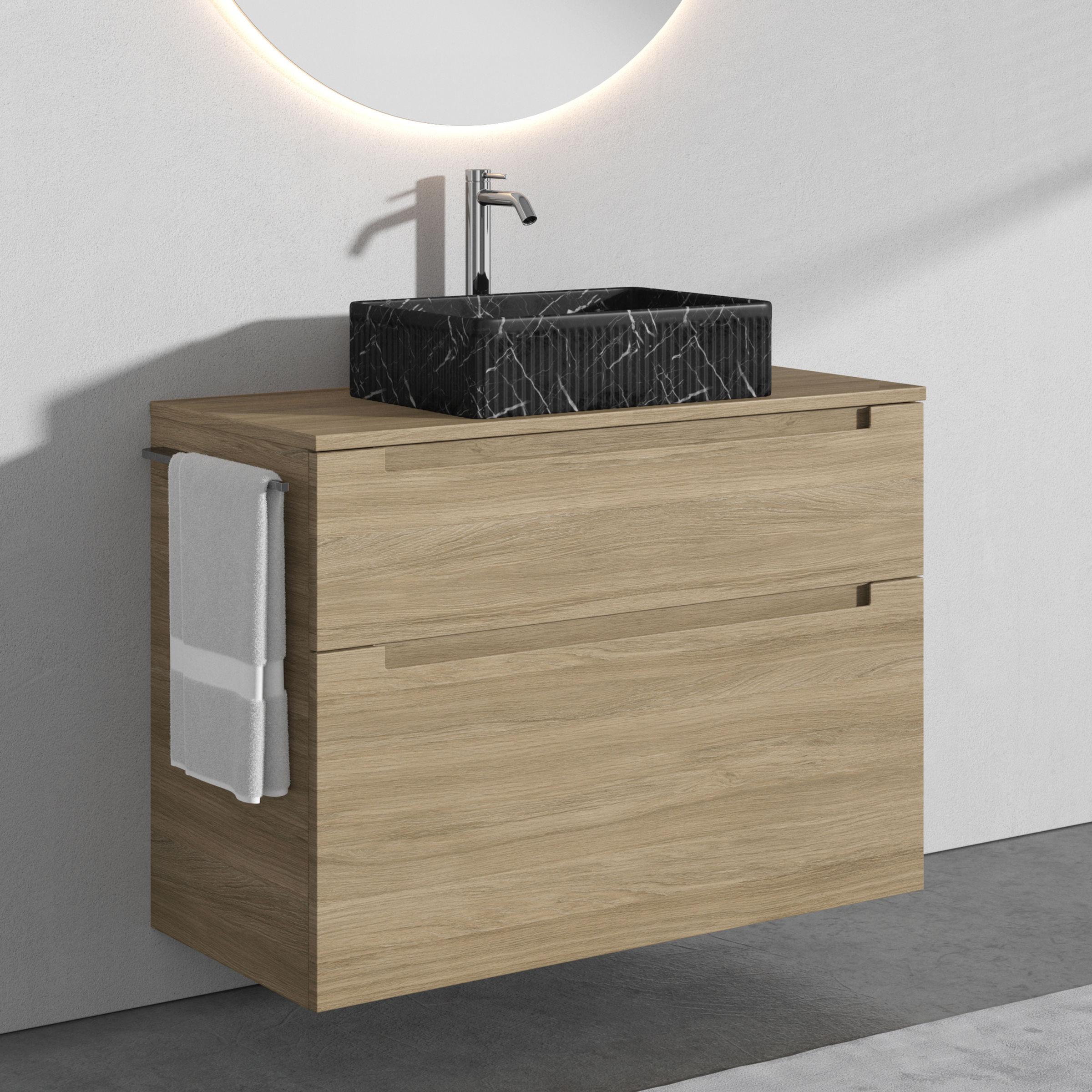 Aufsatz-Waschbecken A1 mit Unterschrank Premium 100 cm mit zwei Schubladen