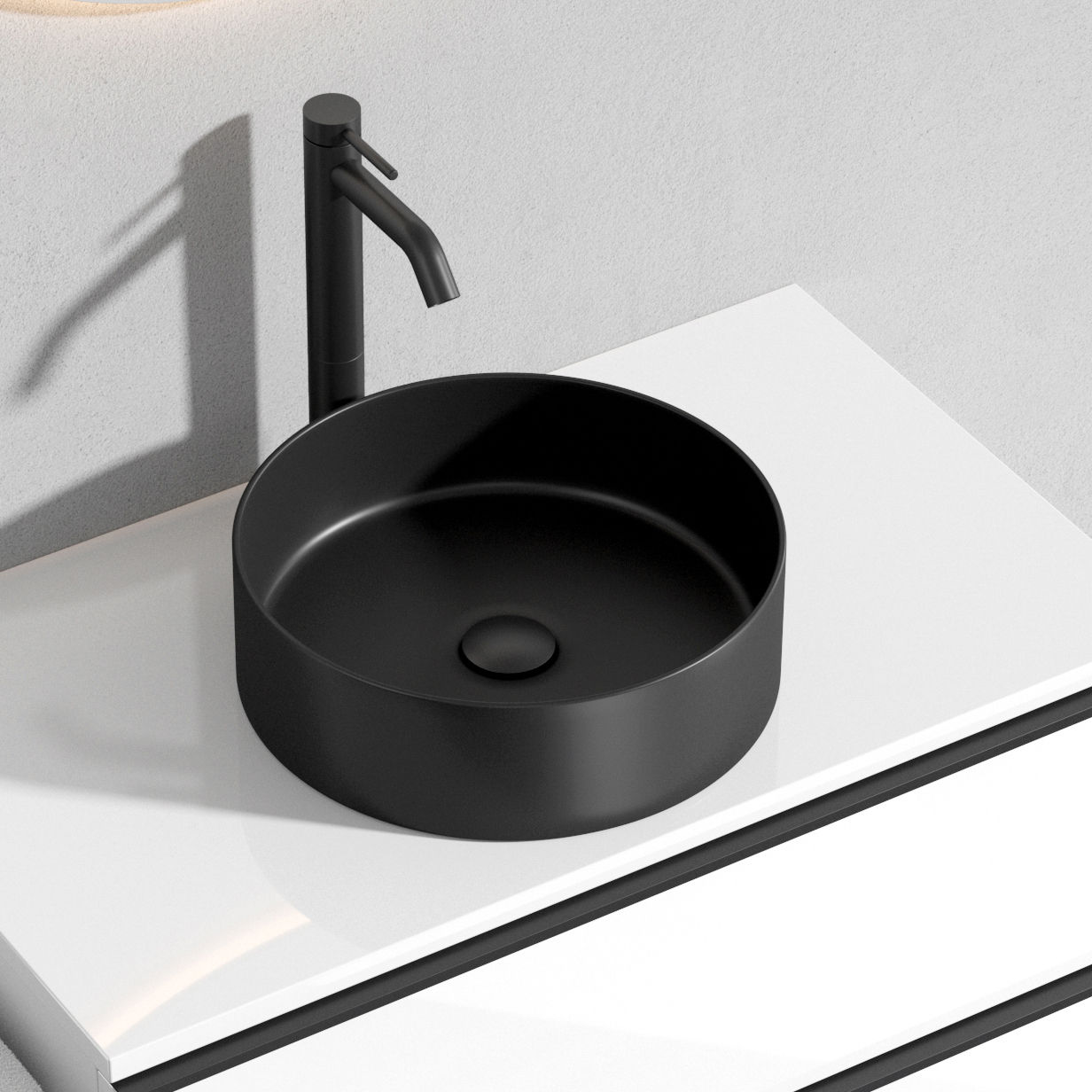Keramik Aufsatz-Waschbecken A3, 36 cm, schwarz matt