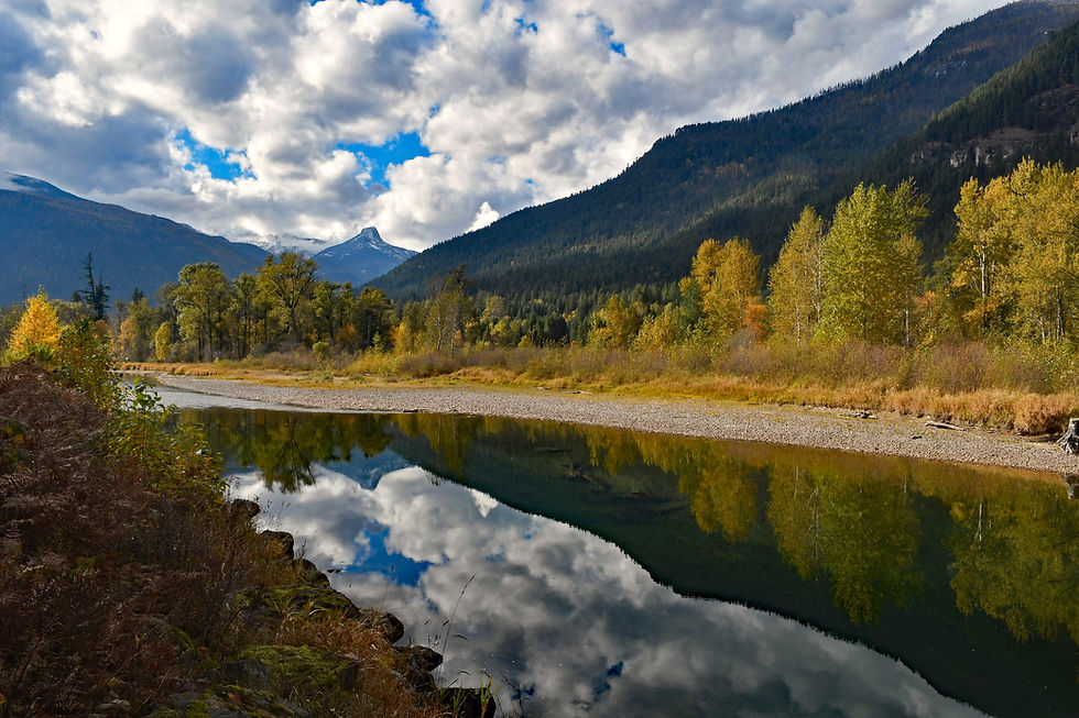 The Slocan River with Frog Peak in the background