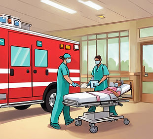 hospital receiving er patient art from a